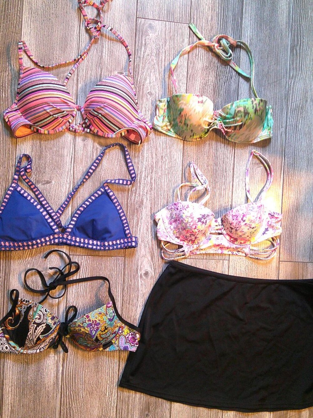 6-Pc "Victoria's Secret" Swimwear Lot 5 Bikini Tops + Skirt Cover-Up Sz S